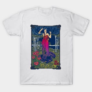 Art Nouveau Lady (red/purple) T-Shirt